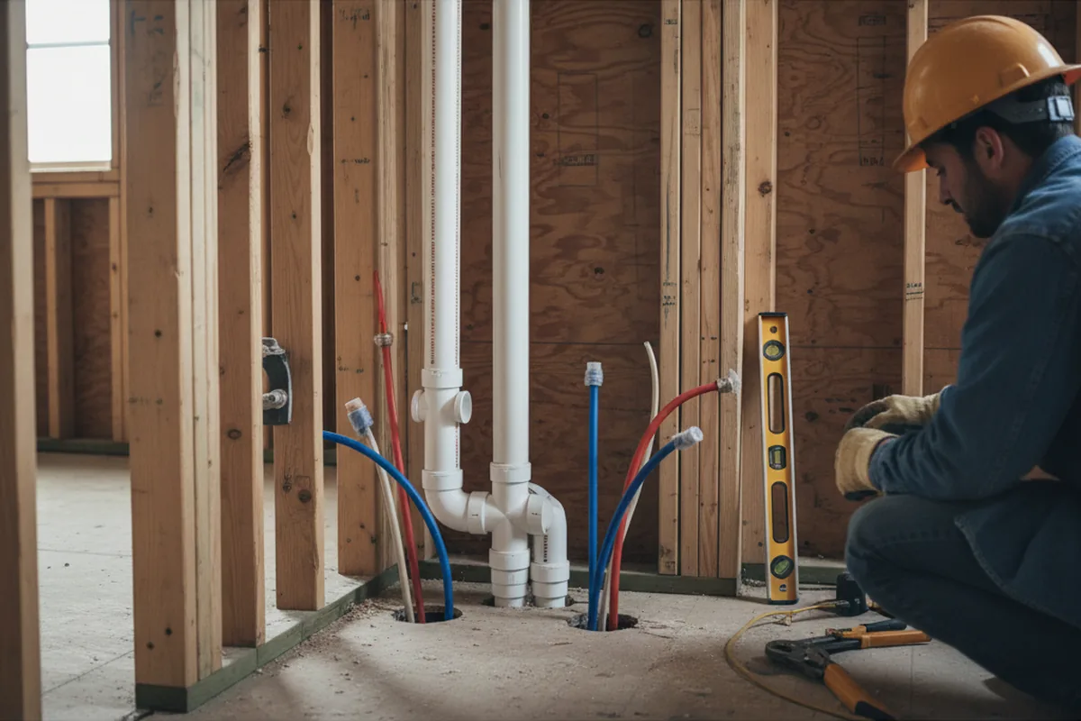 Drain and supply rough-in during Garbage Disposal Repair in Modena
